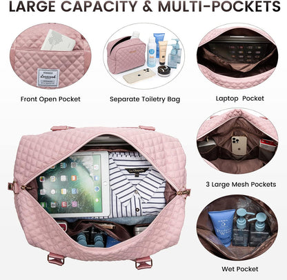 Travel Duffle Bag,Weekender Bags for Women with Shoe Compartment