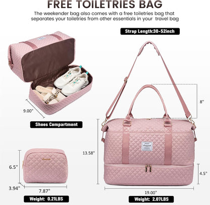 Travel Duffle Bag,Weekender Bags for Women with Shoe Compartment