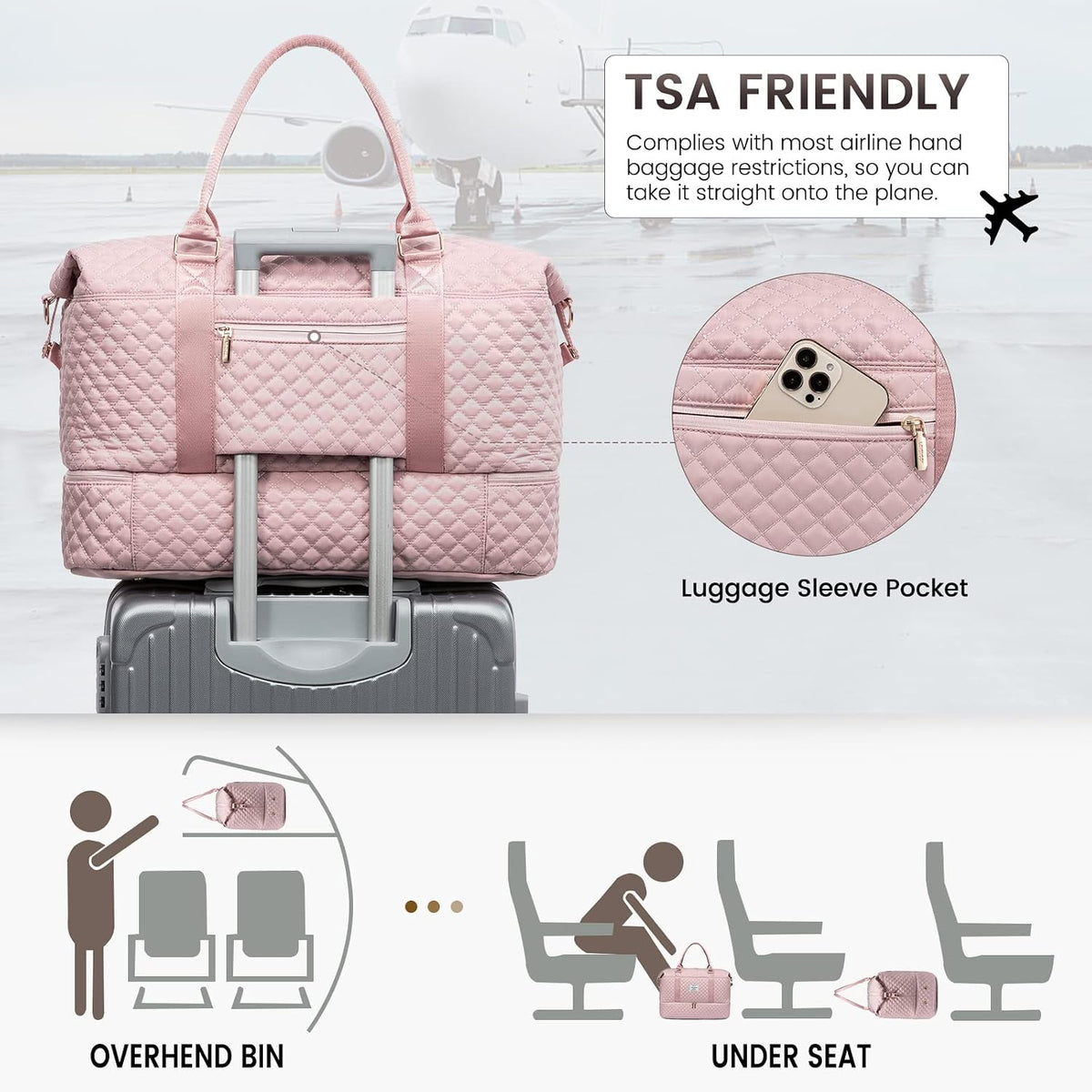 Travel Duffle Bag,Weekender Bags for Women with Shoe Compartment