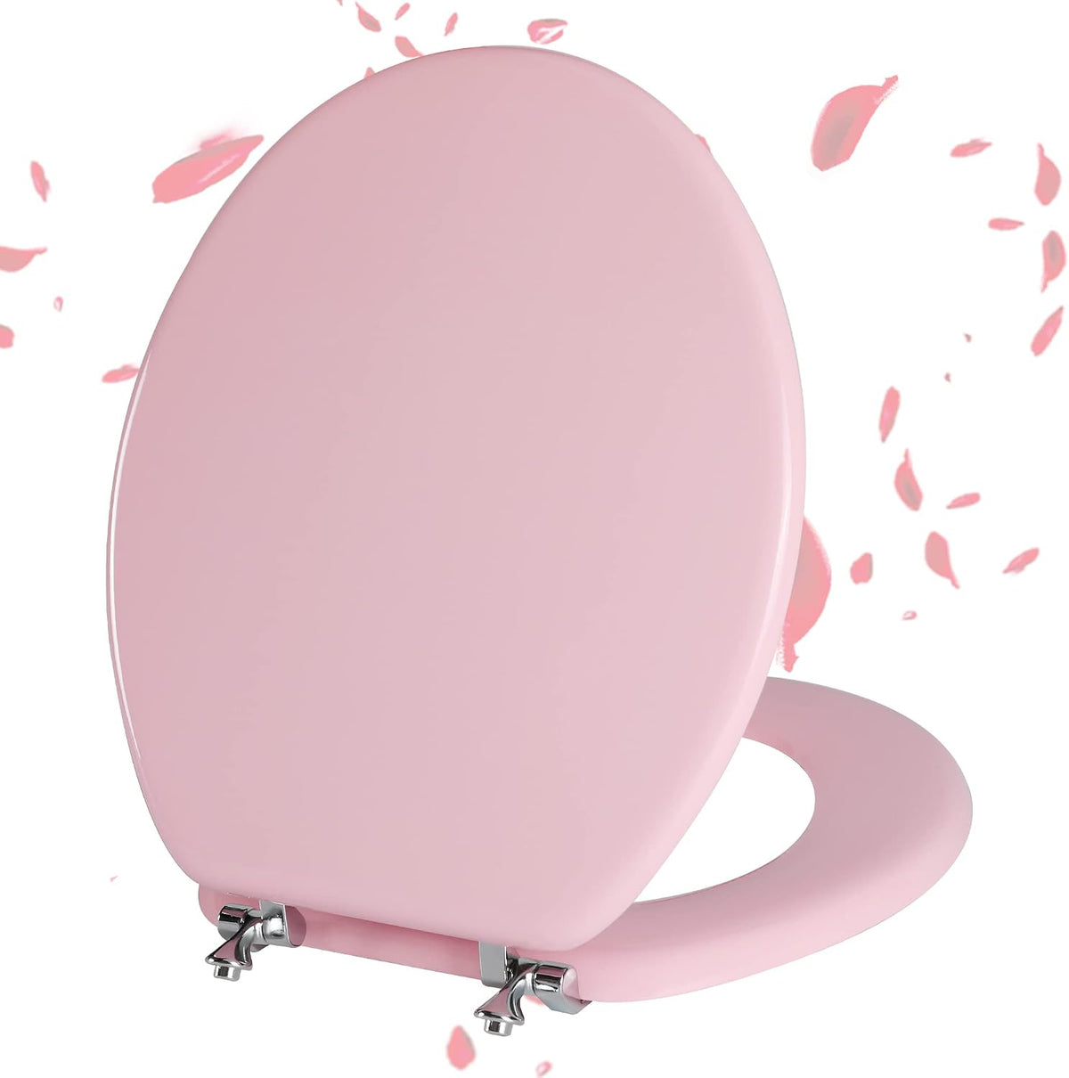 Wood Toilet Seat, Zinc Alloy Hinges (Round, Pink)