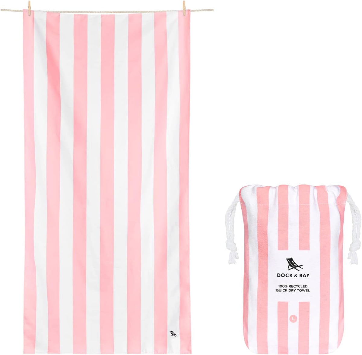 Quick Dry Beach Towel - Cabana Light - Malibu Pink - Large
