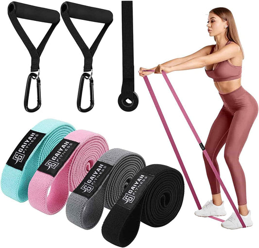 76 Inch Extra Long Fabric Resistance Band with Workout Guide for Men & Women, Non-Slip,up to 150 LBS for Strength Training, Pull-Up Assist, Yoga & Physical Therapy