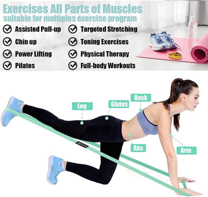 76 Inch Extra Long Fabric Resistance Band with Workout Guide for Men & Women, Non-Slip,up to 150 LBS for Strength Training, Pull-Up Assist, Yoga & Physical Therapy