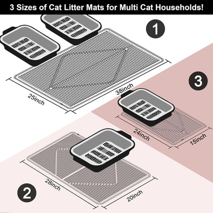 Silicone Cat Litter Mat XXL - Pink Extra Large Cat Litter Box mat | Waterproof & washable 38"x25" kitty cat litter mat for floor, extra large litter trapping; cat litter catcher mat easy clean