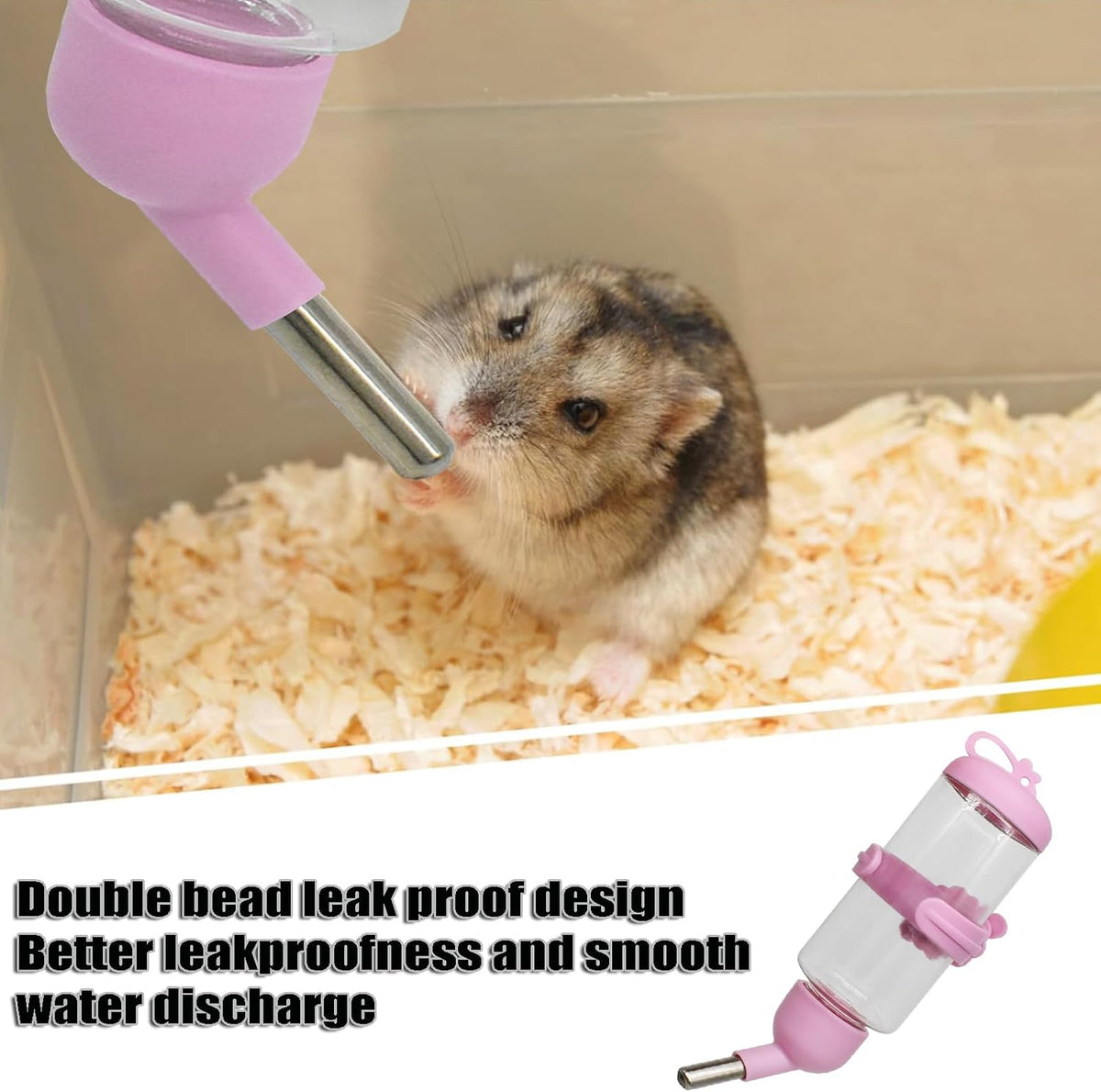 125ml Guinea Pig Water Bottle/Feeder for Hamsters/Hedgehogs/Gliders/Rabbit/mouses/Other Small Pets and Animals,Suitable for Cages, Boxes or Wall-Mounted (Pink, 125ml)