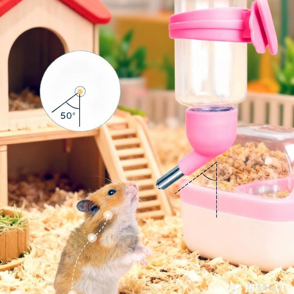 125ml Guinea Pig Water Bottle/Feeder for Hamsters/Hedgehogs/Gliders/Rabbit/mouses/Other Small Pets and Animals,Suitable for Cages, Boxes or Wall-Mounted (Pink, 125ml)