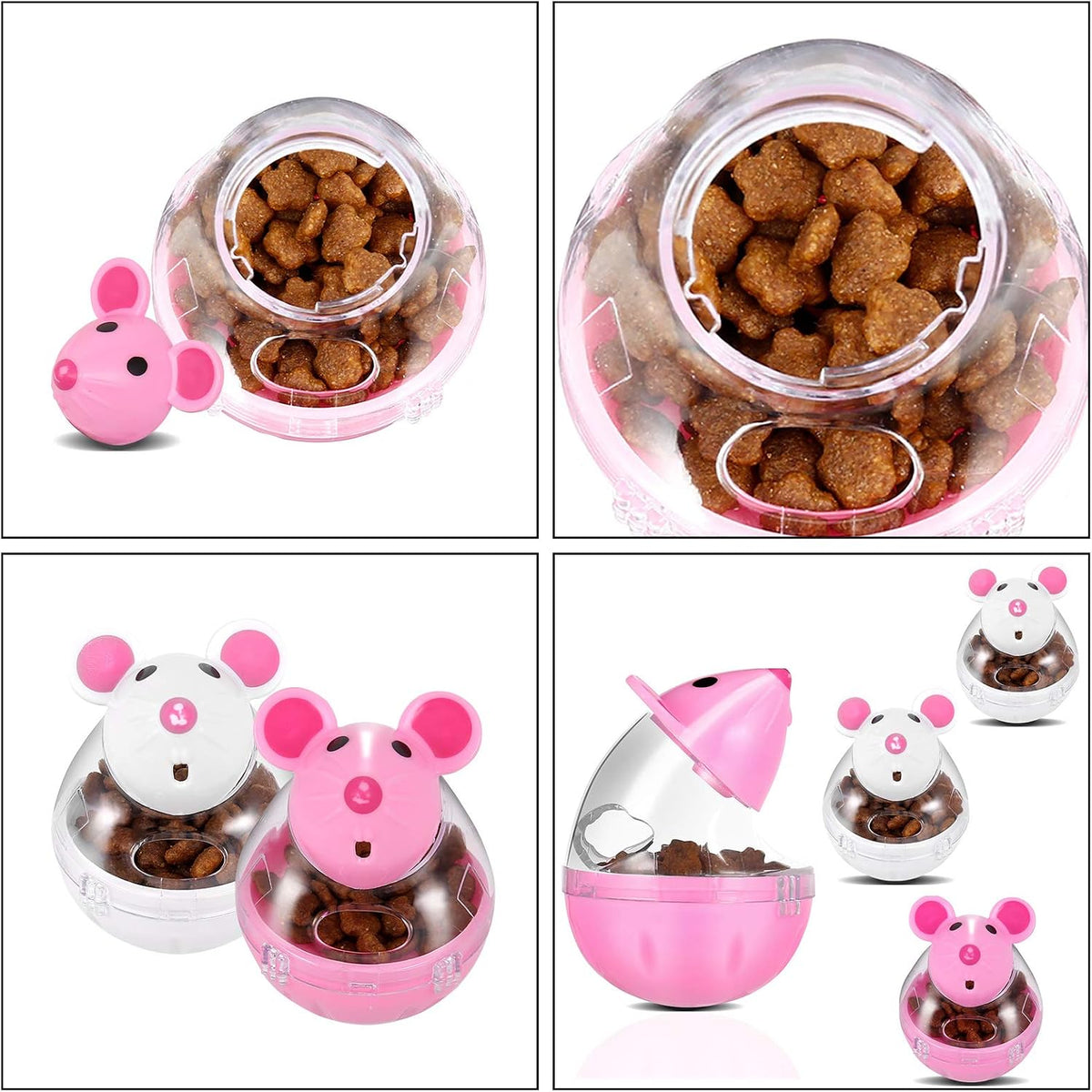 4 Pcs Cat Food Ball Dispenser - Slow Feeder Mice Shaped