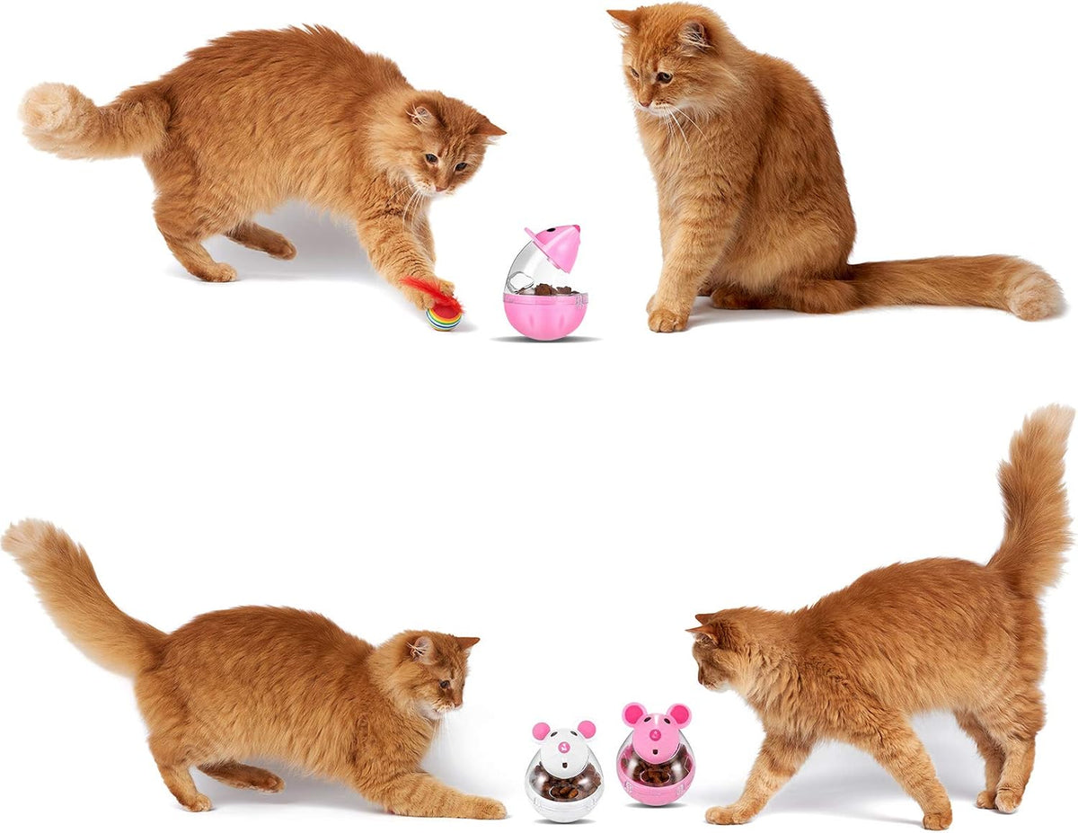 4 Pcs Cat Food Ball Dispenser - Slow Feeder Mice Shaped