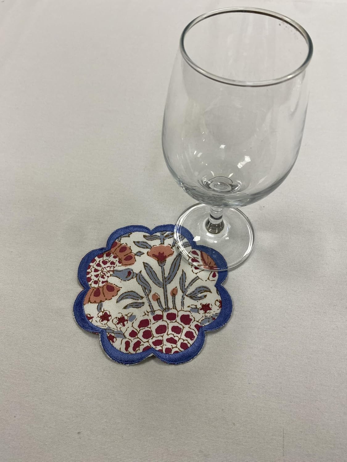 8-Pcs 100% Cotton Hand Block Print Drink Coasters 5" in Blue & Pink