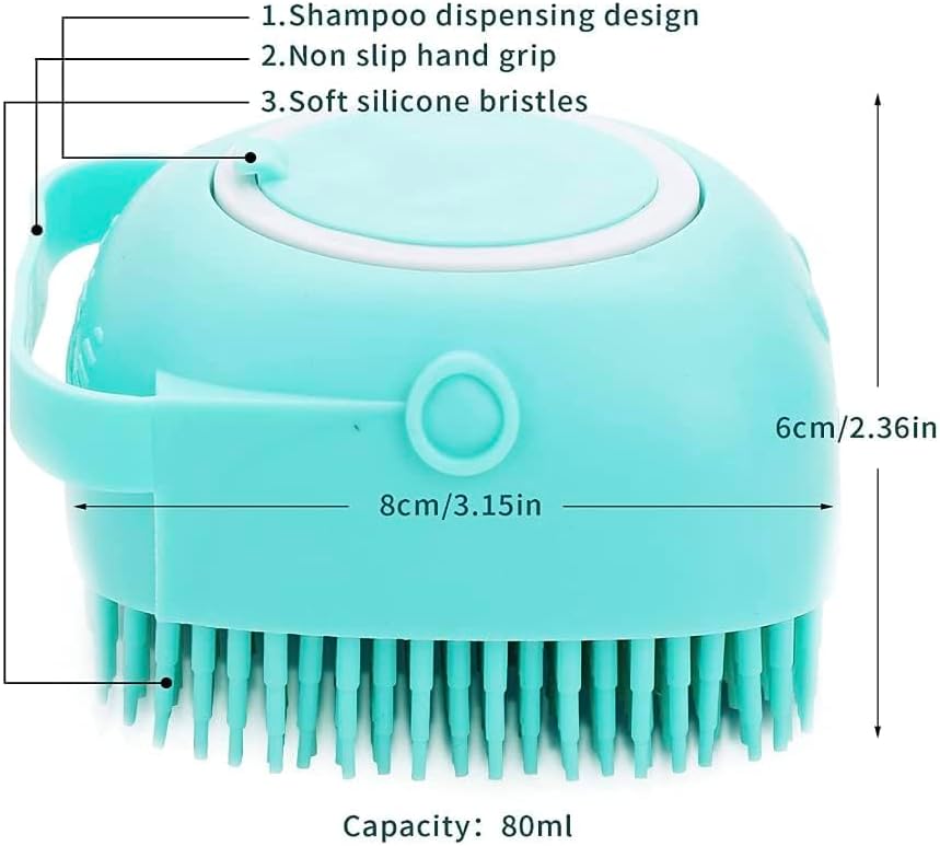 Pet Bath Massage Brush Puppy Dog Cat Grooming Soft soap Dispensing(Pink)