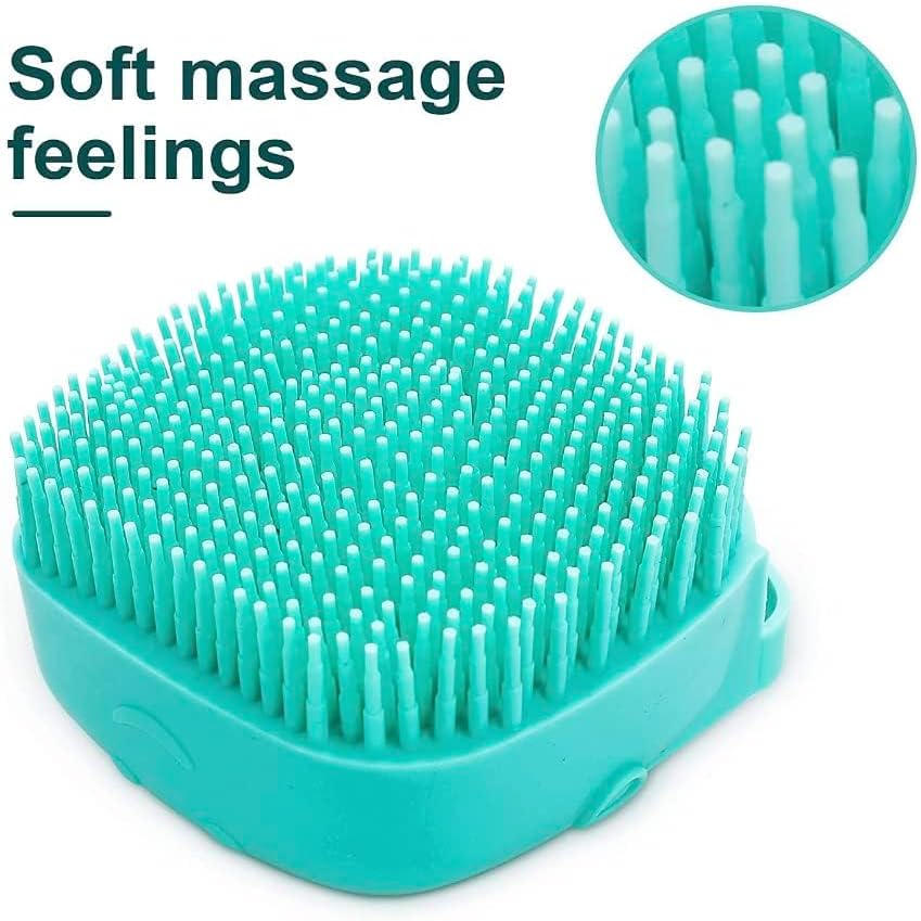 Pet Bath Massage Brush Puppy Dog Cat Grooming Soft soap Dispensing(Pink)
