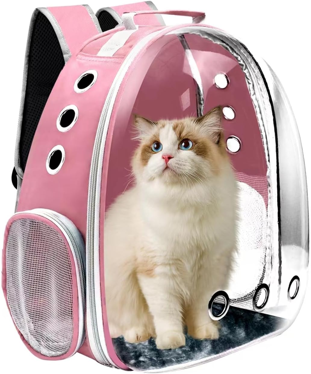 Cat Backpack Carrier, Pet Cat Carrier with Ventilated Design for Carrying Puppy Cats, Pet Carrier Backpack for Traveling/Hiking/Camping/Outdoors Airline Approved Travel Carrier(Pink)
