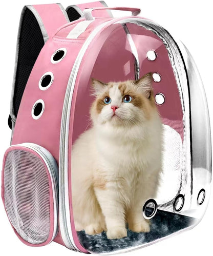 Cat Backpack Carrier, Pet Cat Carrier with Ventilated Design for Carrying Puppy Cats, Pet Carrier Backpack for Traveling/Hiking/Camping/Outdoors Airline Approved Travel Carrier(Pink)