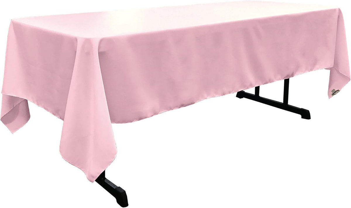 Polyester Poplin Washable Rectangular Tablecloth, Stain and Wrinkle Resistant Table Cover 60x126, Fabric Table Cloth for Dinning, Kitchen, Party, Holiday 60 by 126-Inch, Pink Light