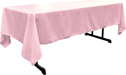 Polyester Poplin Washable Rectangular Tablecloth, Stain and Wrinkle Resistant Table Cover 60x126, Fabric Table Cloth for Dinning, Kitchen, Party, Holiday 60 by 126-Inch, Pink Light