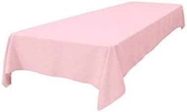 Polyester Poplin Washable Rectangular Tablecloth, Stain and Wrinkle Resistant Table Cover 60x126, Fabric Table Cloth for Dinning, Kitchen, Party, Holiday 60 by 126-Inch, Pink Light