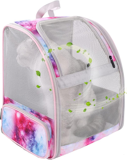 Galaxy Pink Pet Carrier Backpack for Cats and Small Dogs, Backpack for Kitten Bunny Airline Approved Travel Hiking Camping Cat Vet Book Bag (Ventilation)