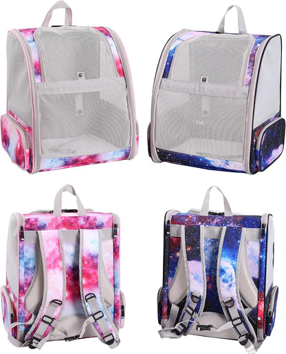 Galaxy Pink Pet Carrier Backpack for Cats and Small Dogs, Backpack for Kitten Bunny Airline Approved Travel Hiking Camping Cat Vet Book Bag (Ventilation)