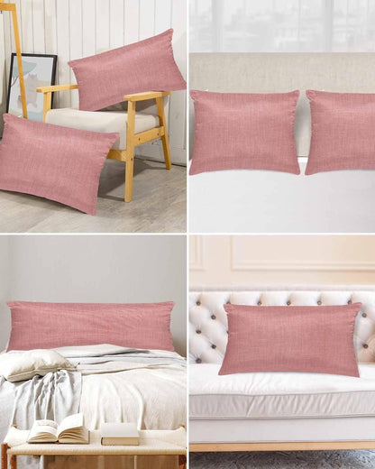 Satin Pillowcase for Hair and Skin Standard Size 2 Pack Peach Pink Linen Satin Pillow Case Soft Breathable Cool Silk Farmhouse Pure Color Pillowcases with Hidden Zipper Throw Pillow Covers 20x26 Inch