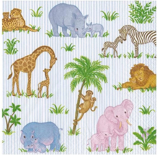 Caspari Safari Baby Cocktail Napkins - 20 Cocktail Napkins per Package