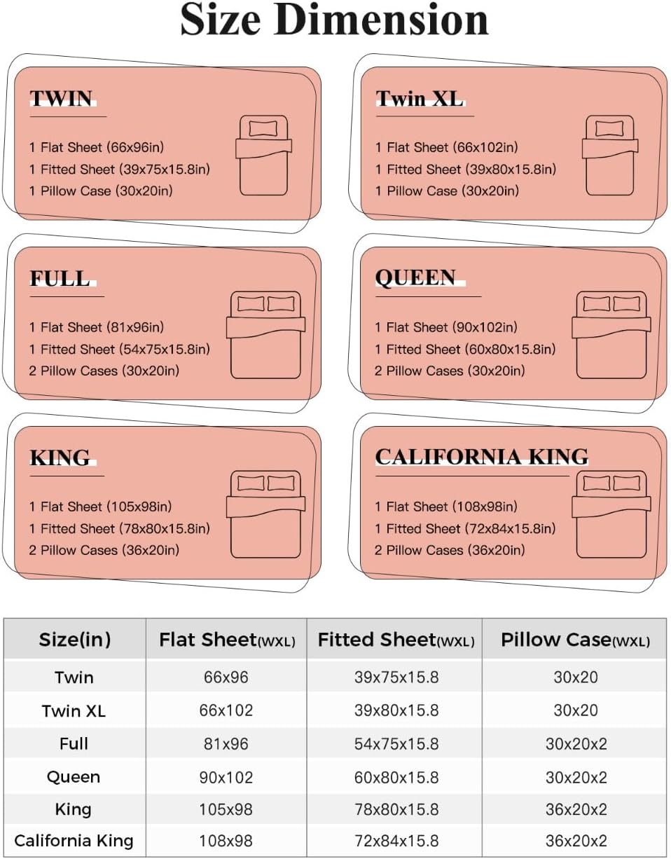 4 Piece Bed Sheet Set, Summer Peach Lemon Grapefruit Bed Sheets Includes Flat Sheet, Queen Fitted Sheet with Deep Pockets, Blueberry Strawberry Pink Stripe Hotel Bedding Sheets and Pillowcases