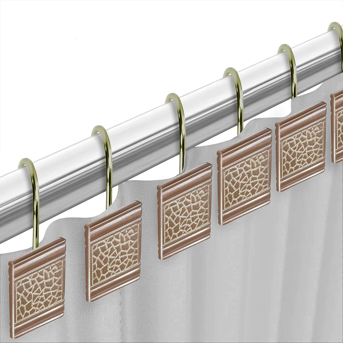 Sinatra Shower Curtain Hooks Pack of 12 Modern Classic Decorative Bathroom Decor, Blush