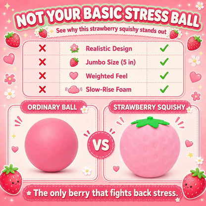Strawberry Squishy, 7in Jumbo Pink Strawberry Squishies