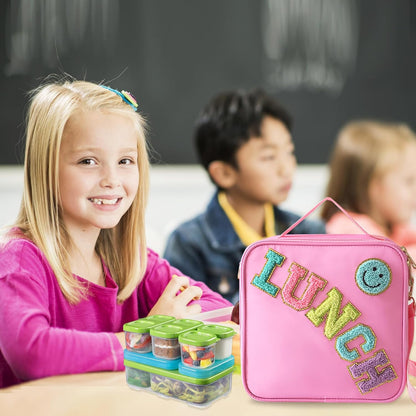 Insulated Lunch Bag With Adjustable Shoulder Strap, Girls Preppy Lunch Box