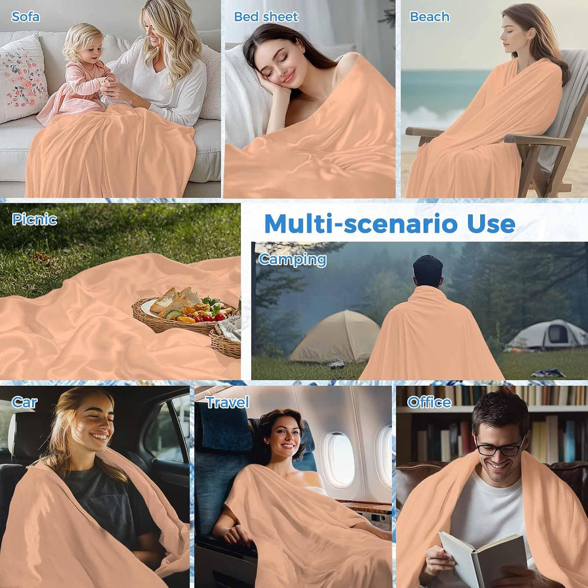 Cooling Throw Blanket 40"x60" for Teens, Peach Fuzz Lightweight Breathable Bed Blanket for Hot Sleepers, Modern Pure Peach Fuzz Soft Summer Cool Blankets for Travel, Sofa, Couch