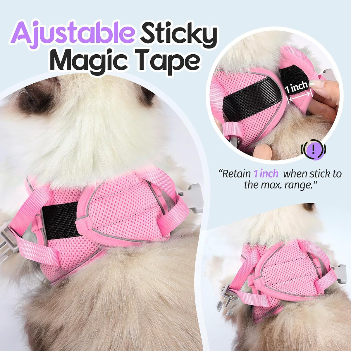 Cat Harness and Leash Set, Easy-on Vest, Purple & Pink