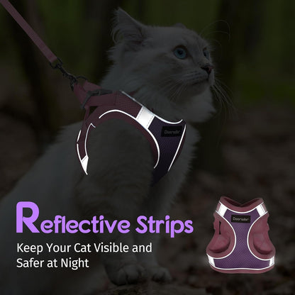 Cat Harness and Leash Set, Easy-on Vest, Purple & Pink