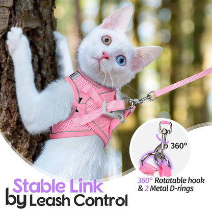 Cat Harness and Leash Set, Easy-on Vest, Purple & Pink