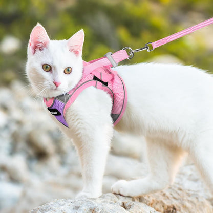 Cat Harness and Leash Set, Easy-on Vest, Purple & Pink