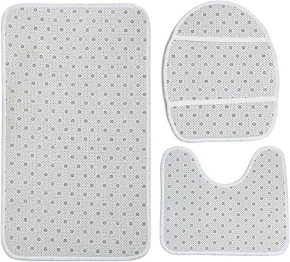 Light Pink Spring Easter Bathroom Rugs Mat Sets 3 Piece, Bunny Eggs Floral Botanical Bath Shower Rugs with U-Shaped Contour Toilet Mat, Small Absorbent Bathtub Runner Rugs Floor Mats