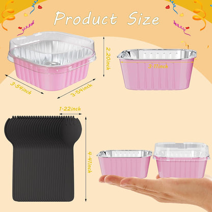25 Pack Mini Cake Pans with Lids, dessert cups baked goods packaging