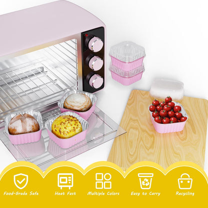 25 Pack Mini Cake Pans with Lids, dessert cups baked goods packaging