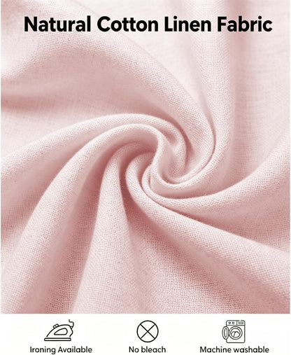 Pink Tablecloth Round Table 55" x 55" Linen Look Texture Cotton Tablecloth Waterproof Wrinkle Free Heavy Duty Tables Cover with Tassel for Kitchen Dining Holiday Party