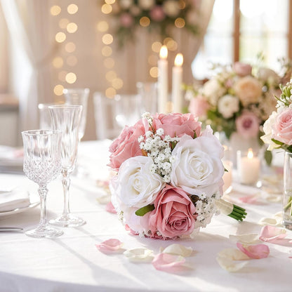 Dusty Pink & White Wedding Bridesmaid Bouquets Set of 2