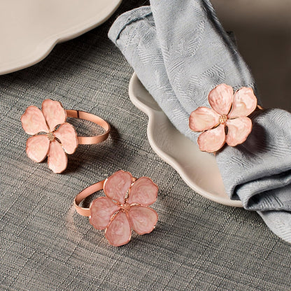 Napkin Rings Set of 6 Rose Gold Flower Napkin Rings, 24 Place Cards for Elegant Table Decoration, Holiday Family Dinner Party, Easter, Christmas, Thanksgiving, Gift, Birthday, Wedding