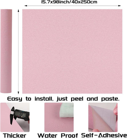 Peel and Stick Wallpaper Pink Silk Wall Paper - 15.7 x 98 Inch Self Adhesive Wallpaper Peel and Stick, Easy to Paste Wall Contact Paper for Stand Liner, Table and Door Makeover Decor