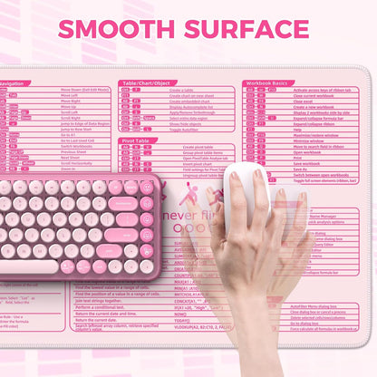 Pink Excel Cheat Sheet Desk Mat with Excel for Dummies