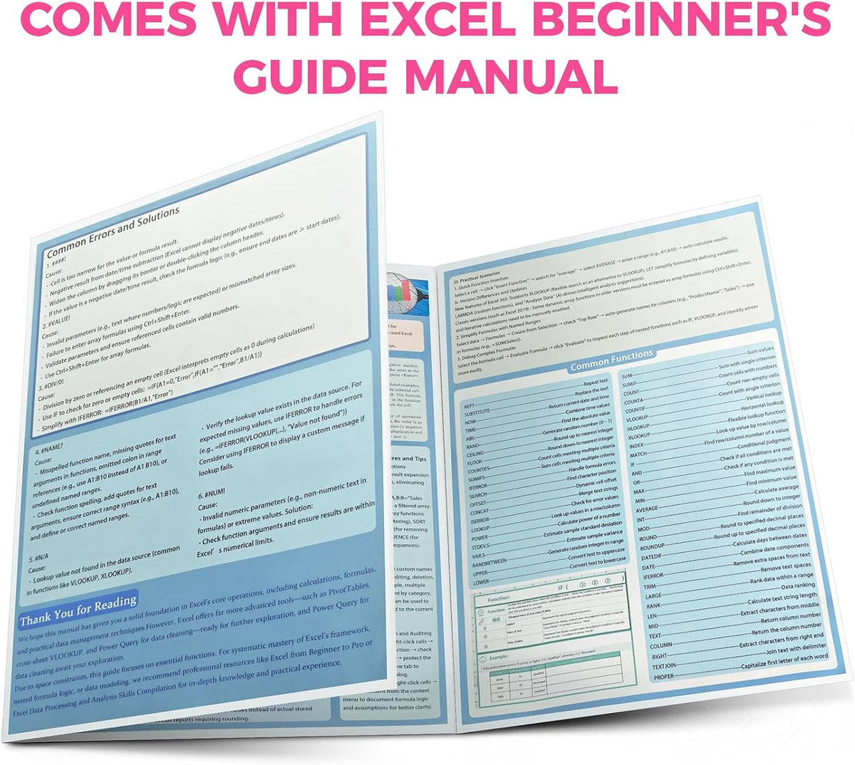 Pink Excel Cheat Sheet Desk Mat with Excel for Dummies