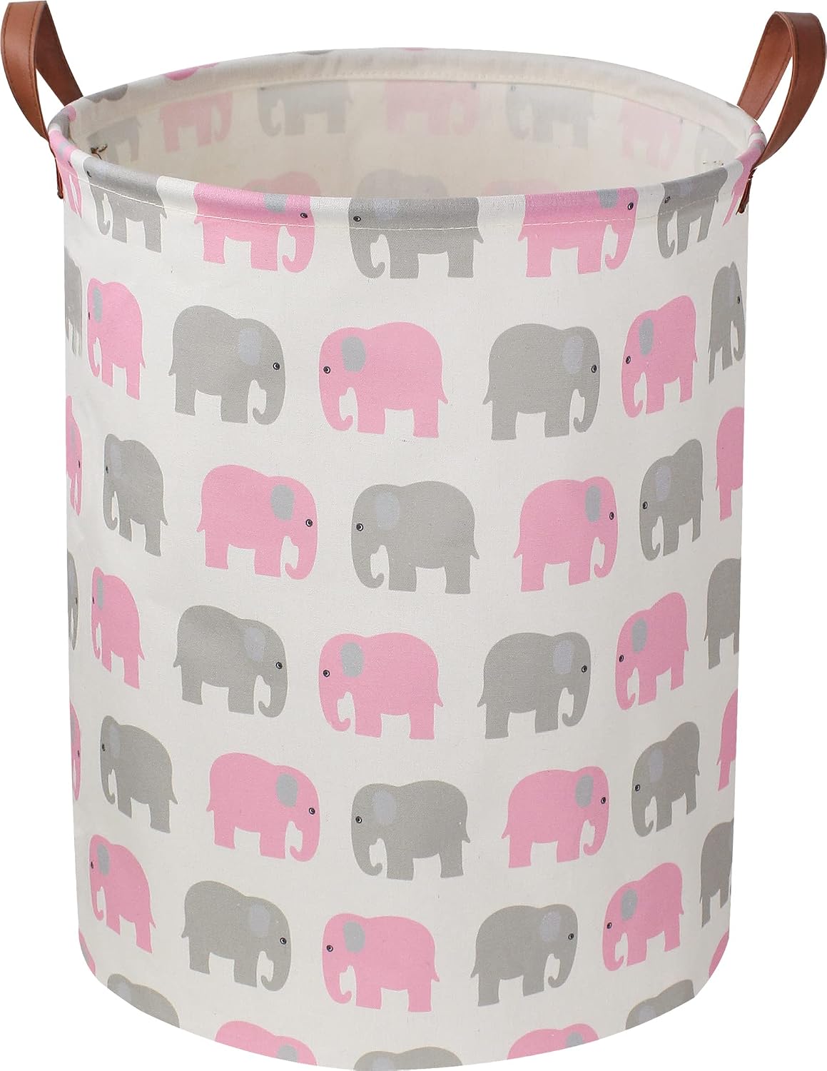 Laundry Basket,Waterproof Hamper,Clothes Hampers for Nursery,Gift Basket,Room Decor,Collapsible Storage Basket (Pink Elephant)