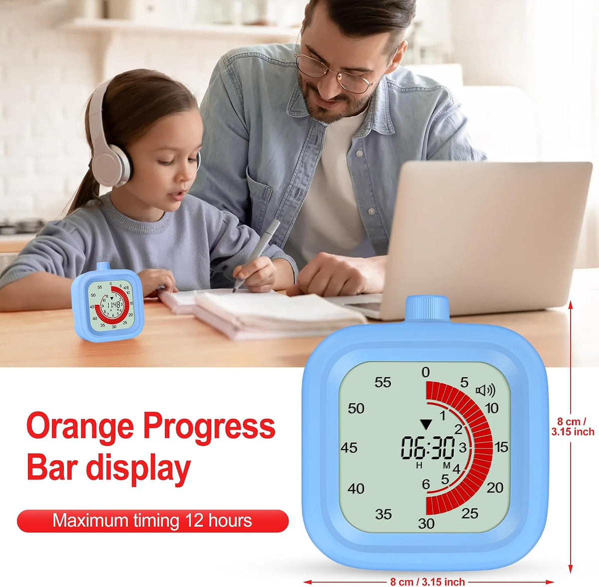 Digital Visual Timer for Kids 12hours Countdown countup Kitchen Timer Student Timer Gym Timer (Pink)