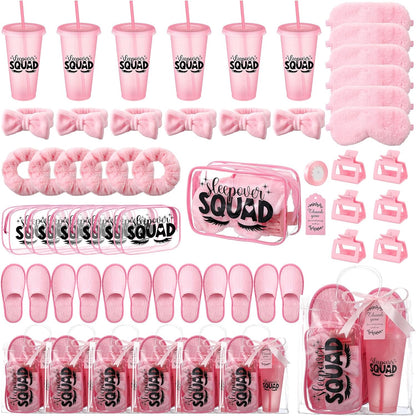 6 Sets Pink Sleepover Party Supplies Birthday Squad Spa Theme