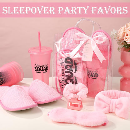 6 Sets Pink Sleepover Party Supplies Birthday Squad Spa Theme