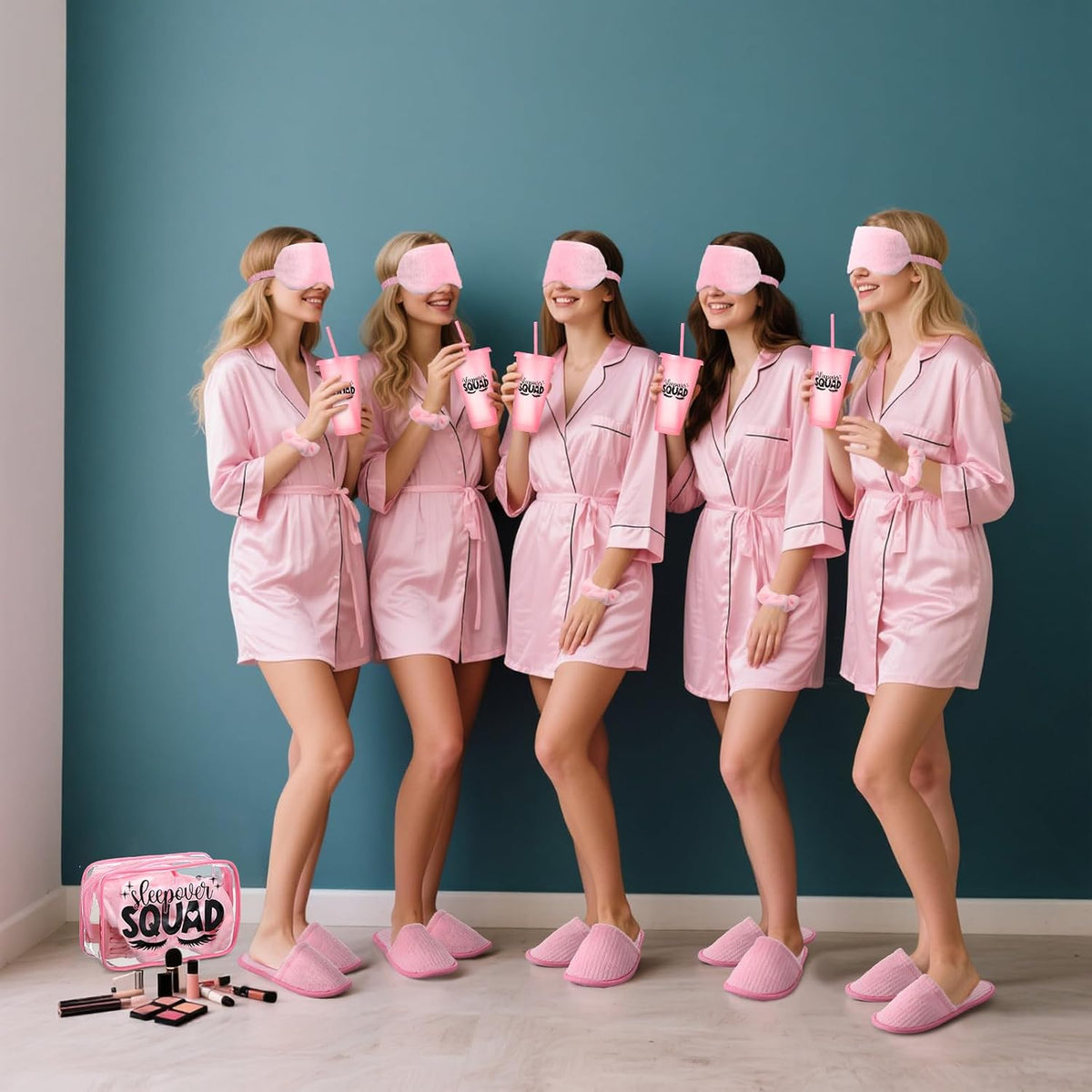 6 Sets Pink Sleepover Party Supplies Birthday Squad Spa Theme