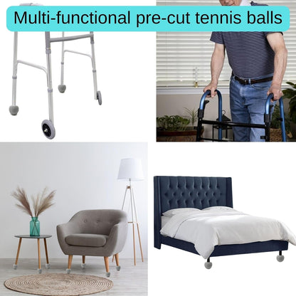 Precut Tennis Balls for Walkers 4 PCS Walker Tennis Ball for Furniture Legs and Floor Protection Heavy Duty Long Lasting Felt Pad Glide,Fit Most Walkers