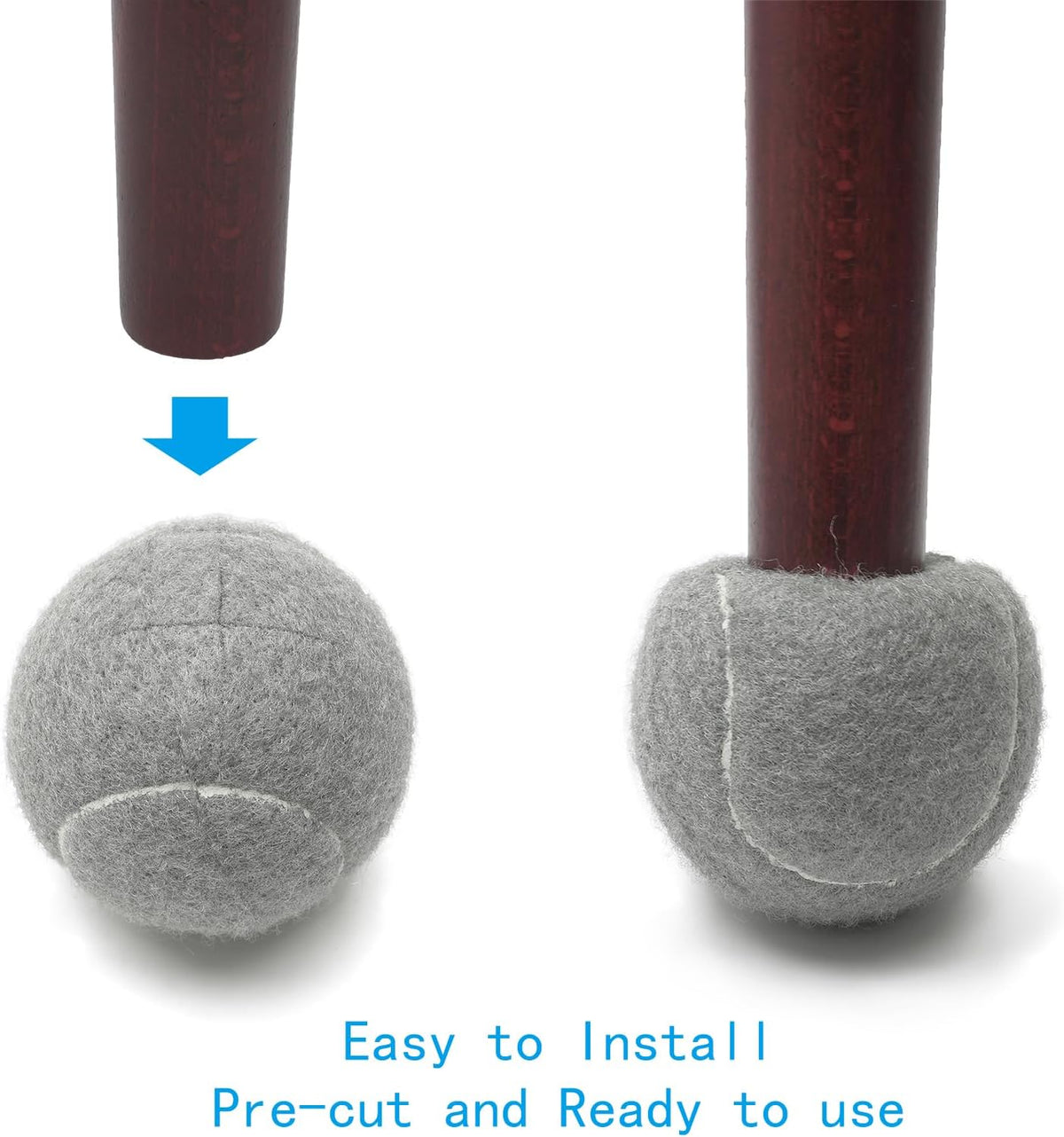 Precut Tennis Balls for Walkers 4 PCS Walker Tennis Ball for Furniture Legs and Floor Protection Heavy Duty Long Lasting Felt Pad Glide,Fit Most Walkers