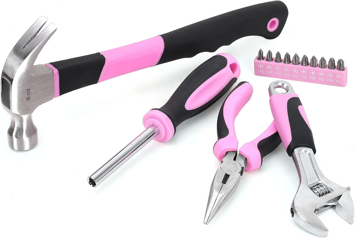 15-Piece Pink Tool Kit, Home Tool Set for Women